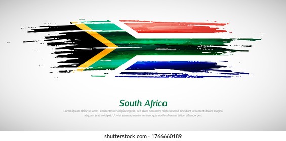 Artistic grungy watercolor brush flag of South Africa country. Happy independence day of South Africa background