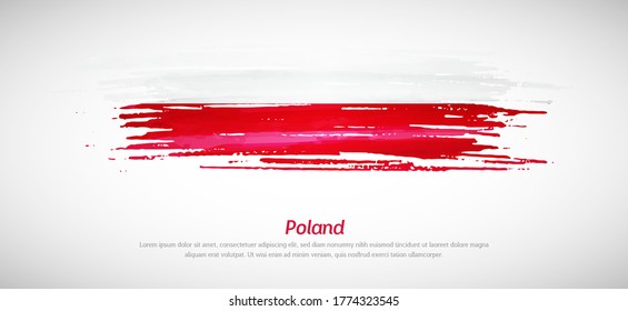 Artistic grungy watercolor brush flag of Poland country. Happy independence day of Poland background