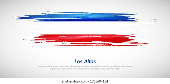 Artistic grungy watercolor brush flag of Los Altos country. Happy national day of Los Altos background