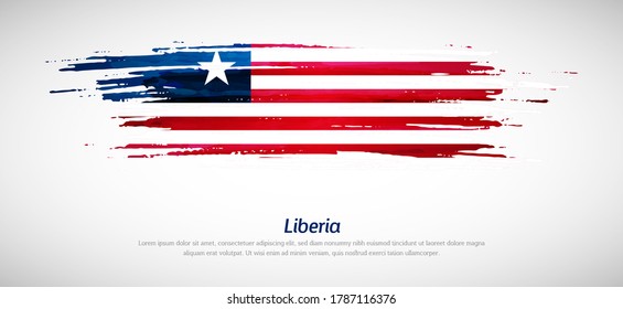 Artistic grungy watercolor brush flag of Liberia country. Happy independence day of Liberia background