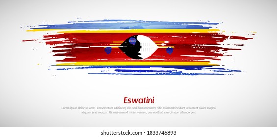 Artistic grungy watercolor brush flag of Eswatini country. Happy independence day of Eswatini background