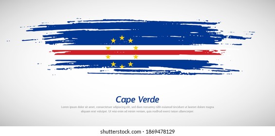 Artistic grungy watercolor brush flag of Cape Verde country. Happy independence day of Cape Verde background