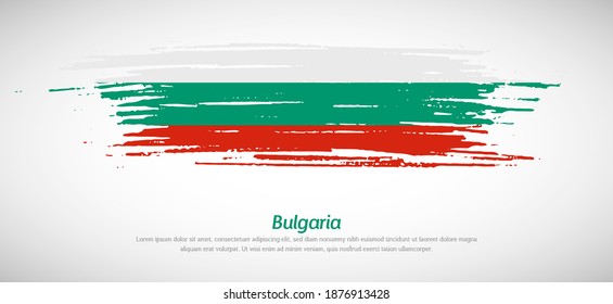 Artistic grungy watercolor brush flag of Bulgaria country. Happy independence day of Bulgaria background