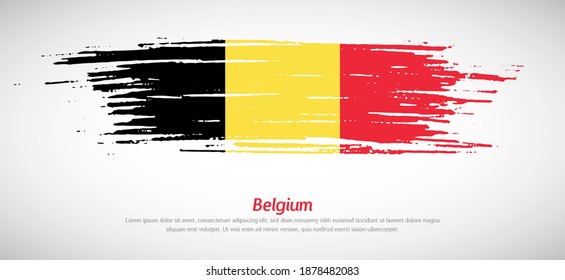 Artistic grungy watercolor brush flag of Belgium country. Happy national day of Belgium background