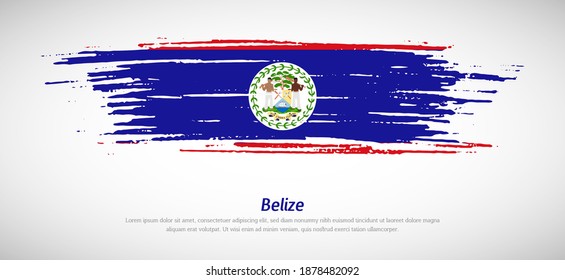 Artistic grungy watercolor brush flag of Belize country. Happy independence day of Belize background