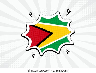 Artistic Guyana country comic flag illustration. Abstract flag speech bubble pop art vector background
