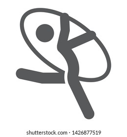 Artistic gymnast glyph icon, sport and acrobat, rhythmic gymnastic sign, vector graphics, a solid pattern on a white background, eps 10.