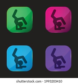 Artistic Gymnast Silhouette four color glass button icon