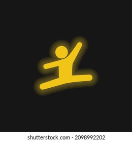 Artistic Gymnast yellow glowing neon icon