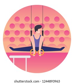 Artistic gymnastic posture flat icon design