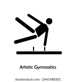 Artistic Gymnastics flat black icon vector isolated on white background. Olympic Sports