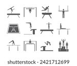 Artistic gymnastics icon. Equipment. Vector sports signs.
