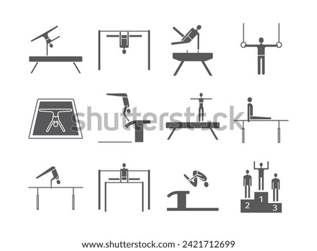 Artistic gymnastics icon. Equipment. Vector sports signs.