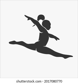 Artistic Gymnastics icon with silhouette design style and with icon color combination on black and white background