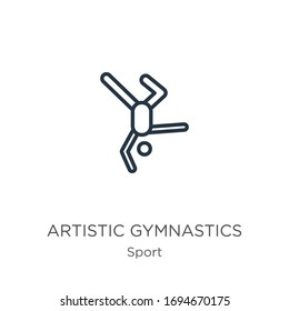 Artistic gymnastics icon. Thin linear artistic gymnastics outline icon isolated on white background from sport collection. Line vector sign, symbol for web and mobile