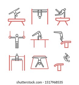 Artistic gymnastics line icon. Equipment. Vector sports signs.