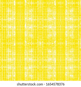 artistic hand drawing monochrome yellow, white  check, square, plaid vector seamless pattern. Vertical and horizontal brush drawn textured crossing stripes. Checkered geometric background. 