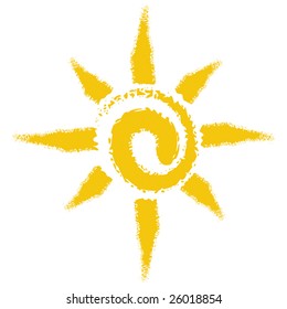 Artistic hand drawing sun with white background