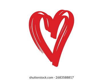 Artistic hand drawn bold red heart element