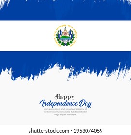 Artistic hand drawn brush stroke flag of El Salvador. Creative national flag background.