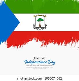 Artistic hand drawn brush stroke flag of Equatorial Guinea. Creative national flag background.