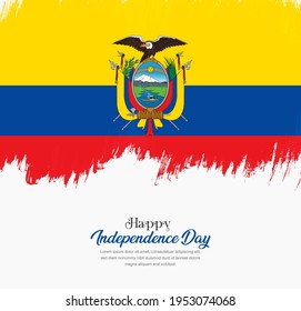 Bandera artística de pincel pintado a mano en Ecuador. Fondo creativo de la bandera nacional.