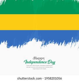 Artistic hand drawn brush stroke flag of Gabon. Creative national flag background.