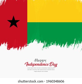 Artistic hand drawn brush stroke flag of Guinea-Bissau. Creative national flag background.