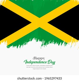 Bandera artística de pincel dibujado a mano en Jamaica. Fondo creativo de la bandera nacional.