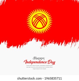 Artistic hand drawn brush stroke flag of Kyrgyzstan. Creative national flag background.