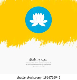 Künstlerische handgezeichnete Pinselstrich-Fahne von Kalmykia. Kreativer nationaler Flaggenhintergrund.