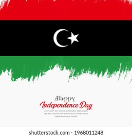 Artistic hand drawn brush stroke flag of Libya. Creative national flag background.