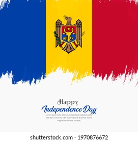 Artistic hand drawn brush stroke flag of Moldova. Creative national flag background.