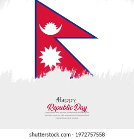 Artistic hand drawn brush stroke flag of Nepal. Creative national flag background.