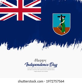 Artistic hand drawn brush stroke flag of Montserrat. Creative national flag background.