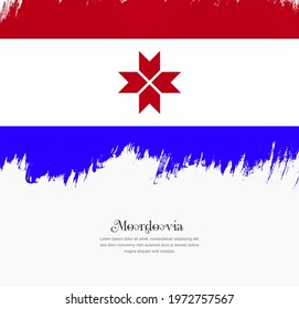 Artistic hand drawn brush stroke flag of Mordovia. Creative national flag background.