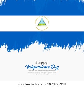 Artistic hand drawn brush stroke flag of Nicaragua. Creative national flag background.