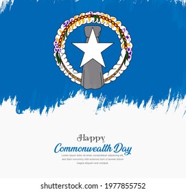 Artistic hand drawn brush stroke flag of Northern Mariana Islands. Creative national flag background.