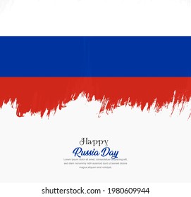 Bandera artística de derrame de pincel de Rusia. Fondo creativo de la bandera nacional.