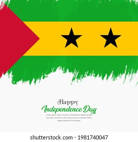 Artistic hand drawn brush stroke flag of Sao Tome and Principe. Creative national flag background.