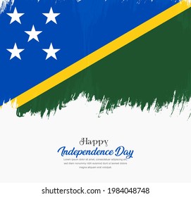 Bandera artística de pincel dibujado a mano de las Islas Salomón. Fondo creativo de la bandera nacional.