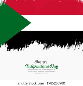 Artistic hand drawn brush stroke flag of Sudan. Creative national flag background.