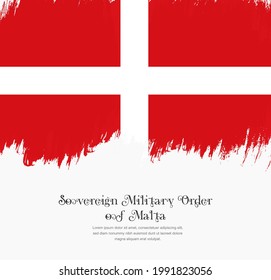 Bandera de pincel pintado a mano de la Orden Soberana y Militar de Malta. Fondo creativo de la bandera nacional.