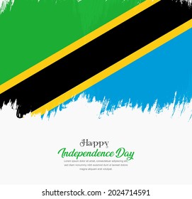 Bandera artística de trazo de pincel dibujado a mano de Tanzania. Fondo de bandera nacional creativo