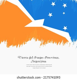 Artistic hand drawn brush stroke flag of Tierra del Fuego Province, Argentina. Creative national flag background.