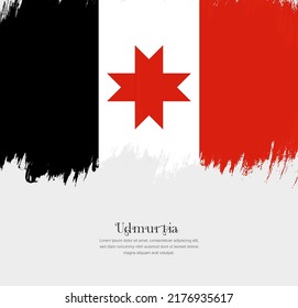 Bandera artística de pincel dibujado a mano de Udmurtia. Fondo creativo de la bandera nacional.