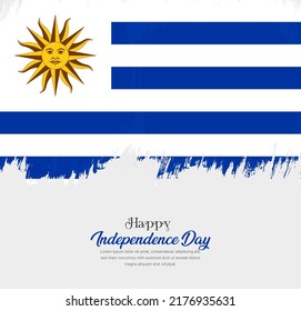 Artistic hand drawn brush stroke flag of Uruguay. Creative national flag background.