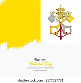 Artistic hand drawn brush stroke flag of Vatican City. Creative national flag background.