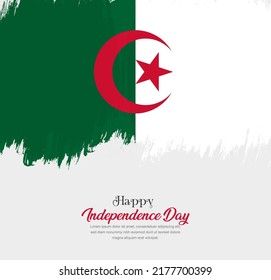 Artistic hand drawn brush stroke flag of Algeria. Creative national flag background.