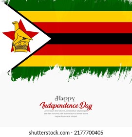 Artistic hand drawn brush stroke flag of Zimbabwe. Creative national flag background.